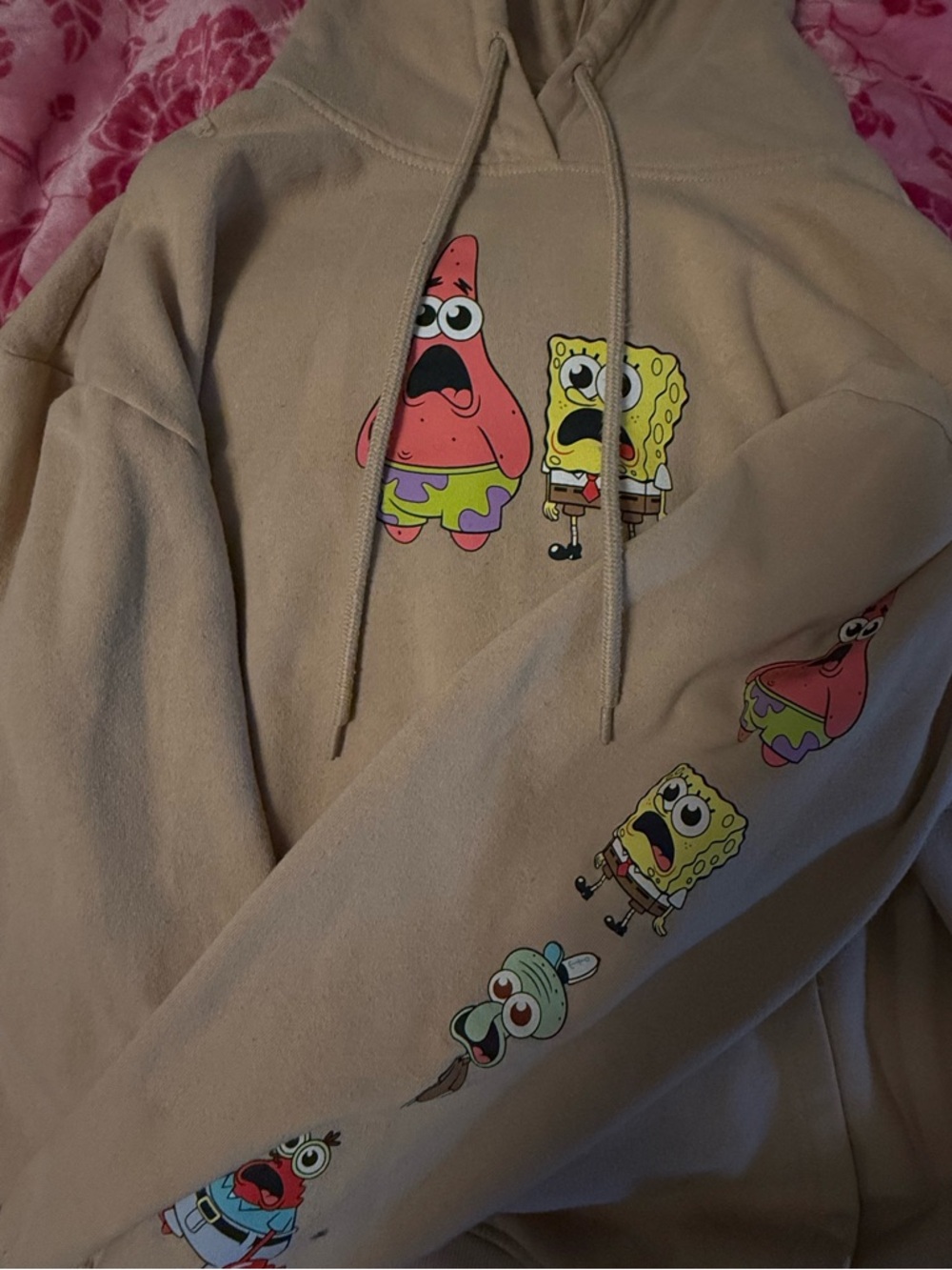 Beige SpongeBob & Patrick Graphic Hoodie